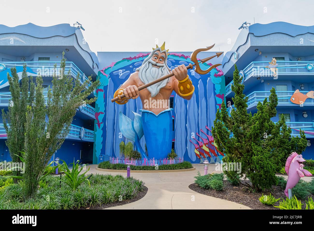Blick auf den Charakter, der im Disney`s Art of Animation Resort in Walt Disney World thematisiert wird Stockfoto